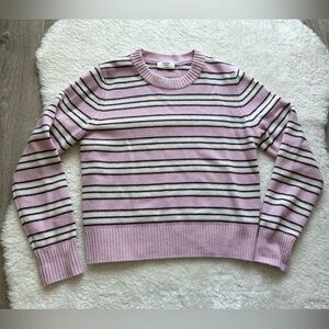 Aritzia Cashmere Pink Striped Crewneck Sweater